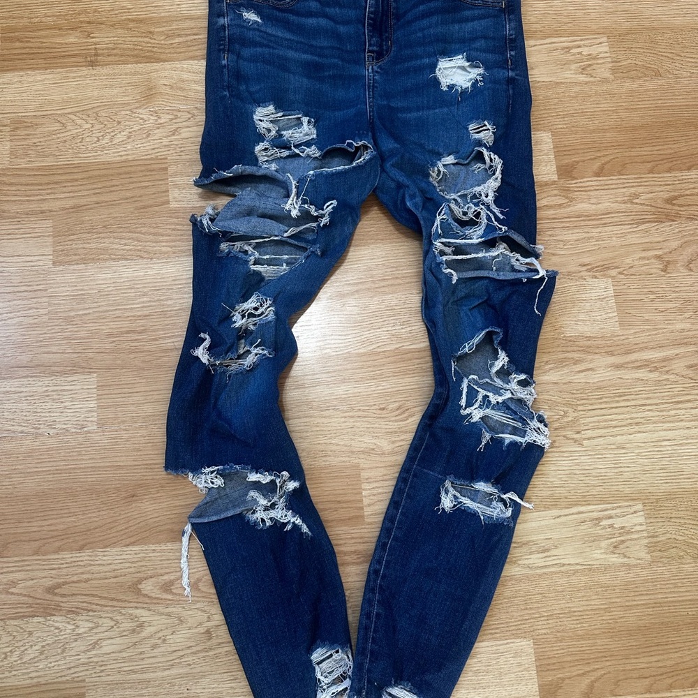 Distressed Blue Jeans